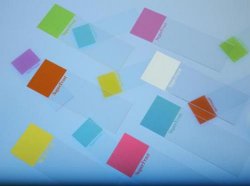 Slides, blue frosted tab,  plain cut edge