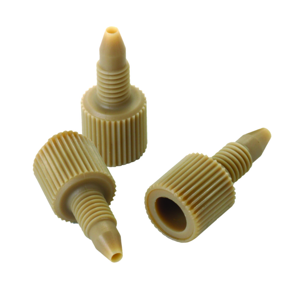 Fittings for PEEK tubing, Trajan, for HPLC, 1/32" to 10-32UNF