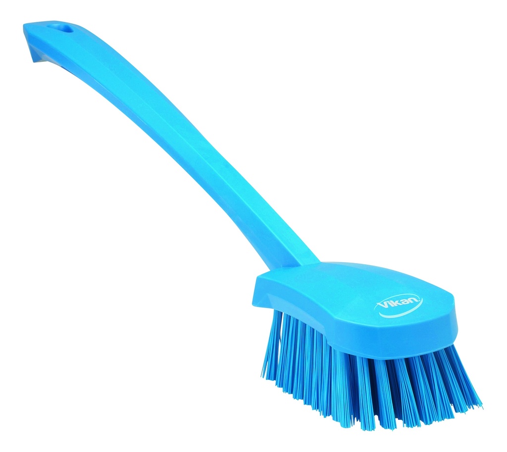 Washing Brush with long handle, hard, blue