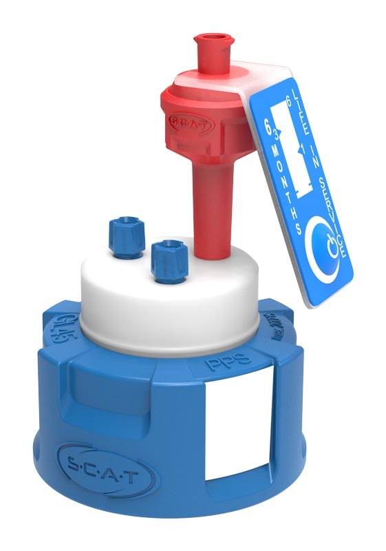 [4669371] Reservoir cap, SCAT Safety Cap II V2.0, GL 45, 1 x air valve / 2 x capillary