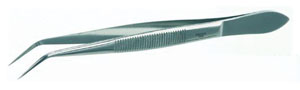 Forcep, curved, sharp, 130 mm