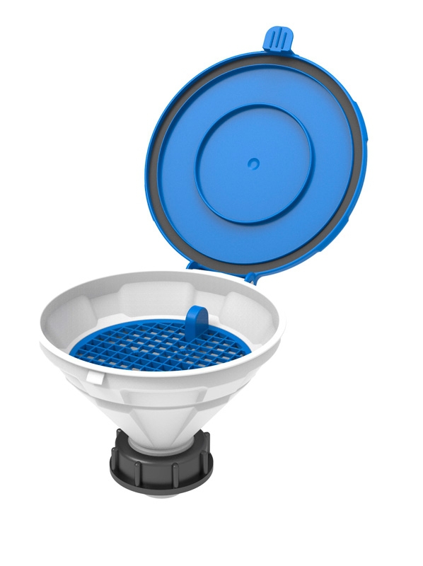 [4679453] Safety funnel with hinged lid, SCAT MARCO V2.0, S 55, HDPE, white/blue
