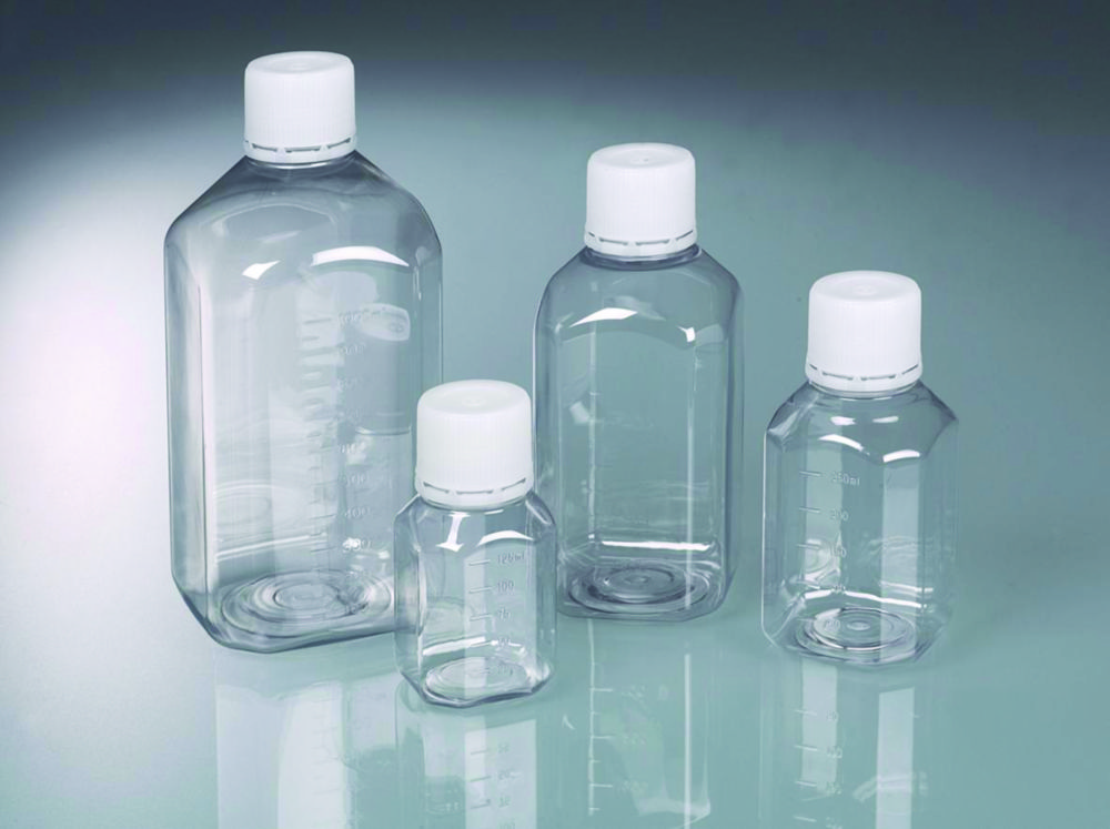 Laboratory bottle 500 ml, PET transparent, sterile