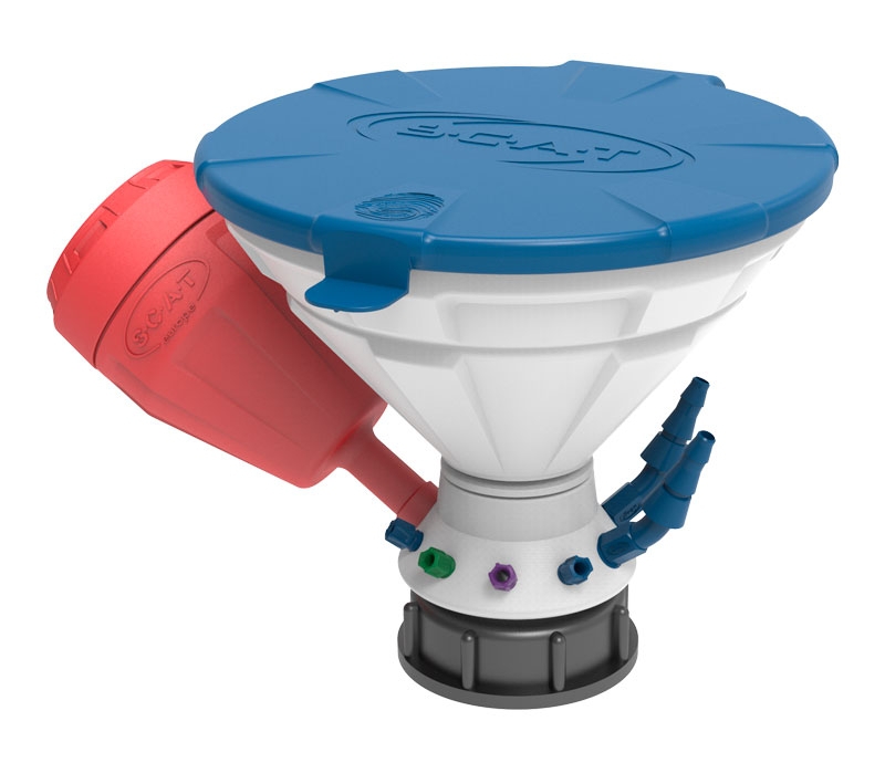 [4680945] Safety funnel with lid, SCAT Universal Waste Hub JAN, S 55, HDPE, white/blue, w. charcoal filter