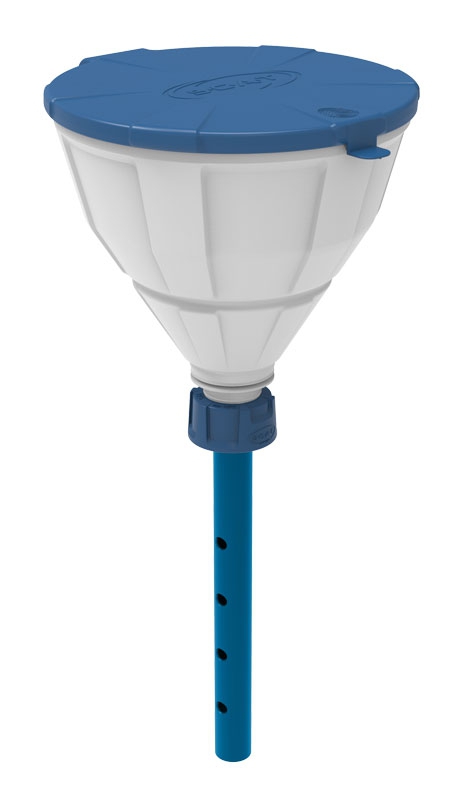 [4680952] Safety funnel with lid, SCAT ARNOLD V2.0, GL 45, HDPE, white/blue, w. spear (220 mm)