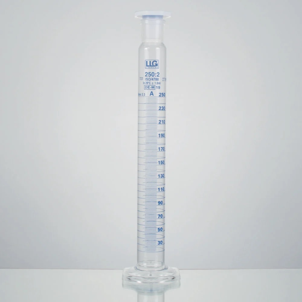 Mixing cylinder, LLG, tall, cl. A, PE stopper, 25 mL, 2 pcs