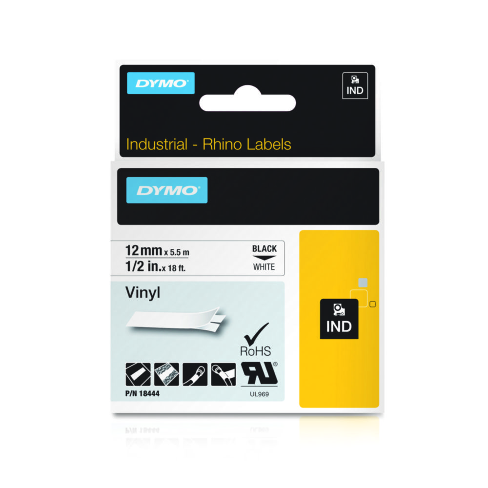 [4687548] DYMO® Original IND-Tape for Rhino, 12mm x 5,5m, coloured Vinyl, black on white