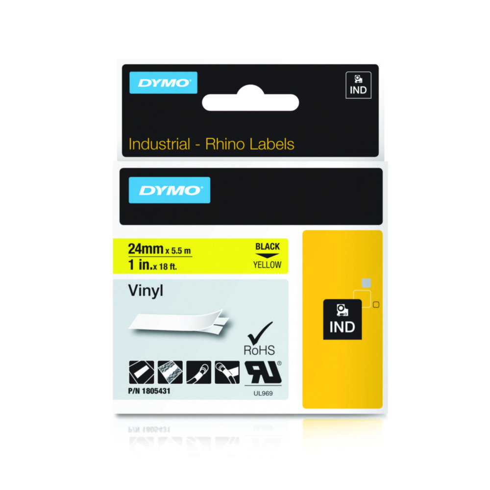 [4687560] DYMO® Original IND-Tape for Rhino 6000+ 24mm x 5,5m, coloured Vinyl, black on yellow