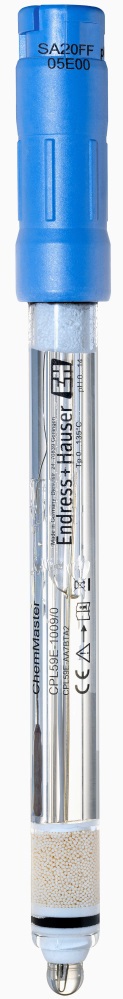 pH electrode, Endress+Hauser CPL59E, glass, gel, PTFE diaphragm, ion trap, NTC, Memosens