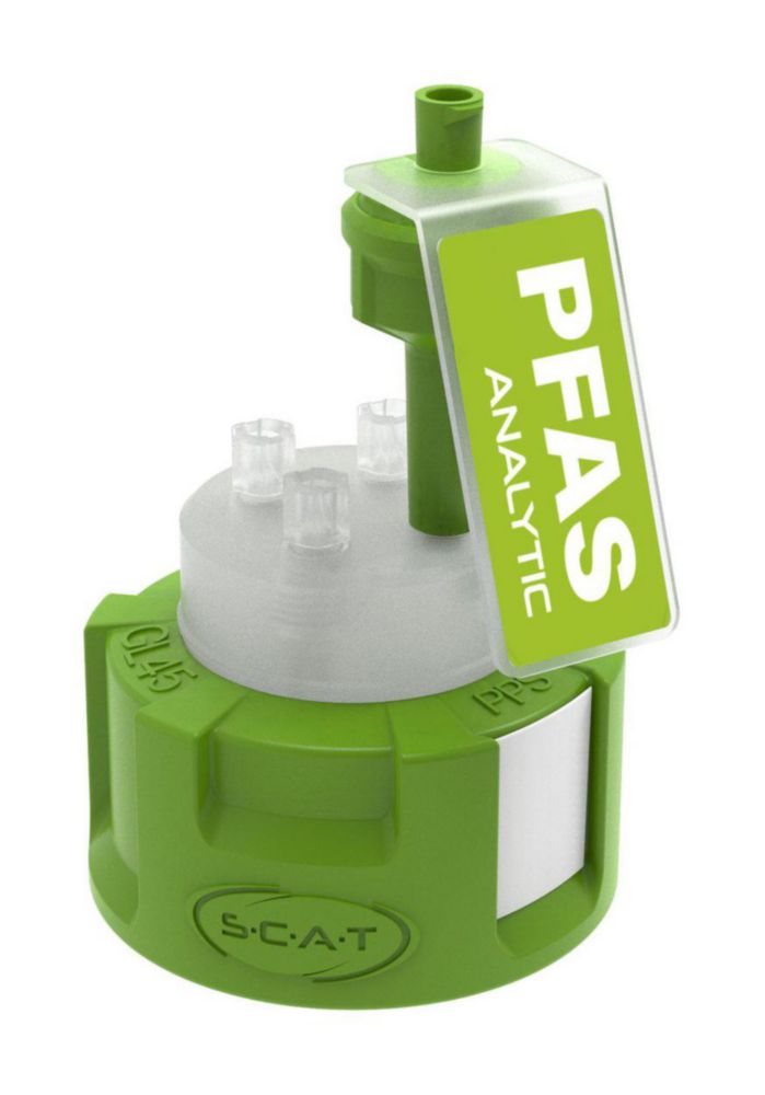 [4699539] Reservoir cap, SCAT Safety Cap III PFAS-Analytic, GL45, 1 x air valve / 3 x capillary