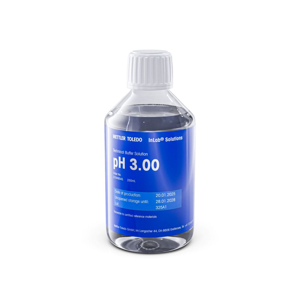 Buffer, technical, Mettler-Toledo, pH 3,00 ±0,02, 25 °C, 250 mL