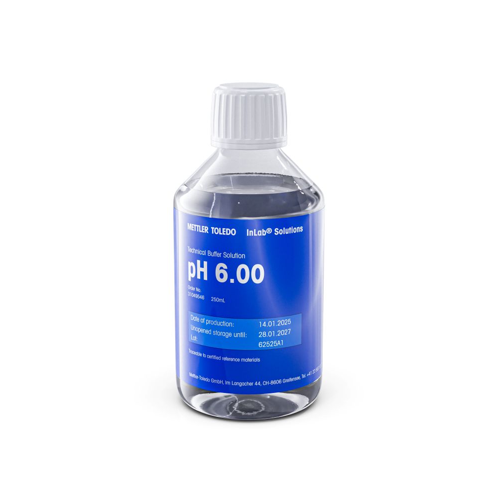 Buffer, technical, Mettler-Toledo, pH 6,00 ±0,01, 25 °C, 250 mL