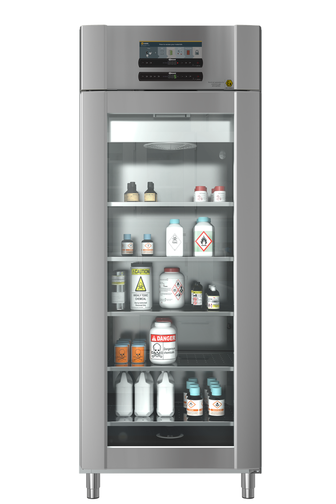 Refrigerator, GRAM ExGuard ER600W, -2/20°C, 614L, 5 shelves, glass door, stainless steel