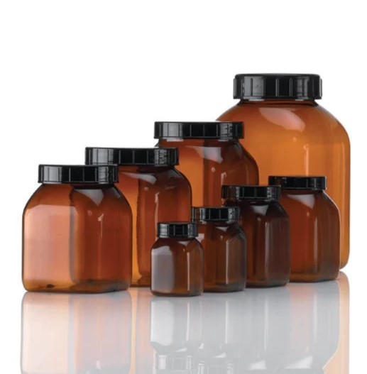 [1470164] Sample container, square, brown,PVC, no lid,500ml