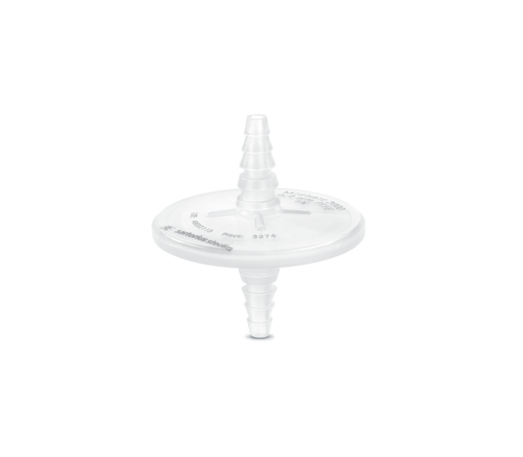 [1471220013] In-line filter, Sartorius Midisart 2000, PTFE, 20 cm2, 0,45 µm, sterile, 6-12 mm barb, 12 pcs