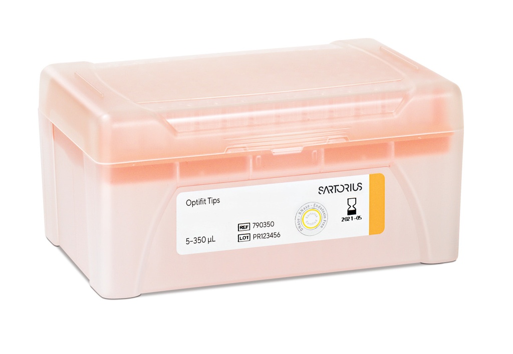 [6225217] Optifit-Pipette tips, Sartorius, 5-350 µl, length 54,0 mm, 10 rack of 96 pcs.