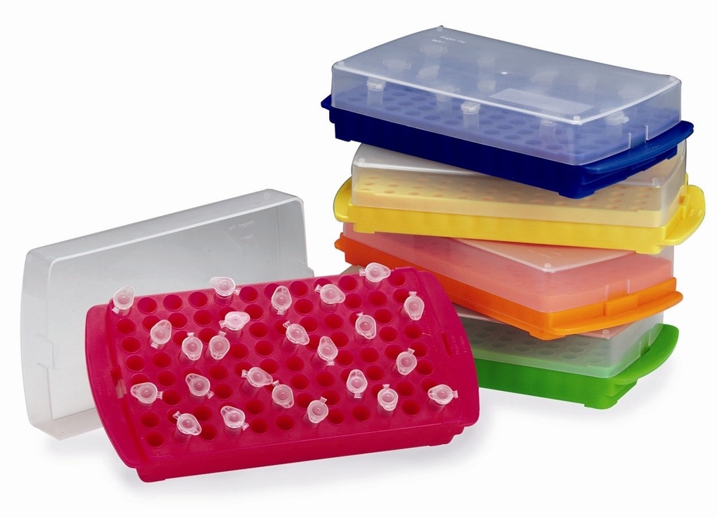 Reversible rack, PP, blue, 96x0.5 ml/96x1.5 ml