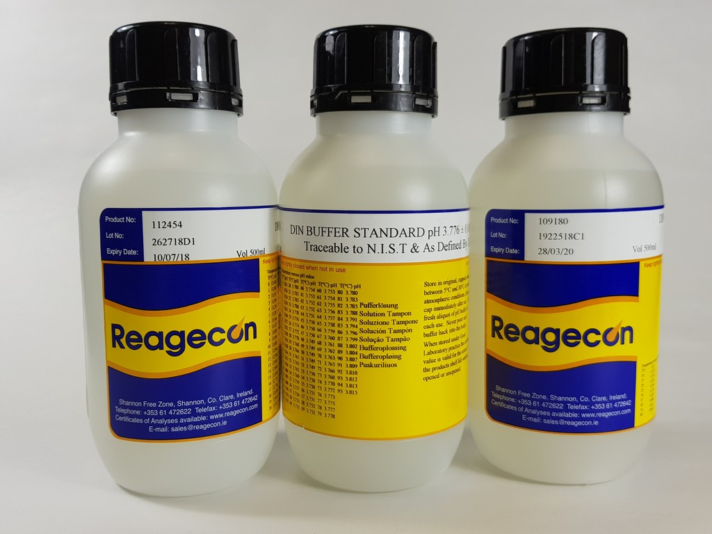 Buffer, Reagecon, pH 10,012 ± 0,01, 25 °C, DIN 19266, 500 mL
