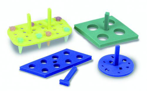 Floating tube rack foam, blue, 18x0,2/0,5/1,5 ml