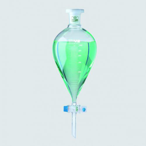 Separating funnel 100 ml conical, valve cock, DIN
