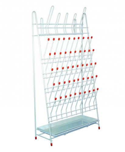 Draining rack, 50 bottles, 5 flasks, coated wire