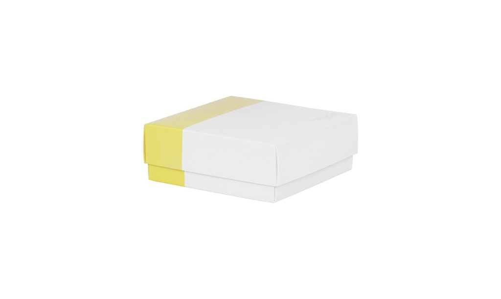 Cryobox, TENAK, 134 x 134 x 52 mm, PP coated surface, incl. 9 x 9, yellow/purple