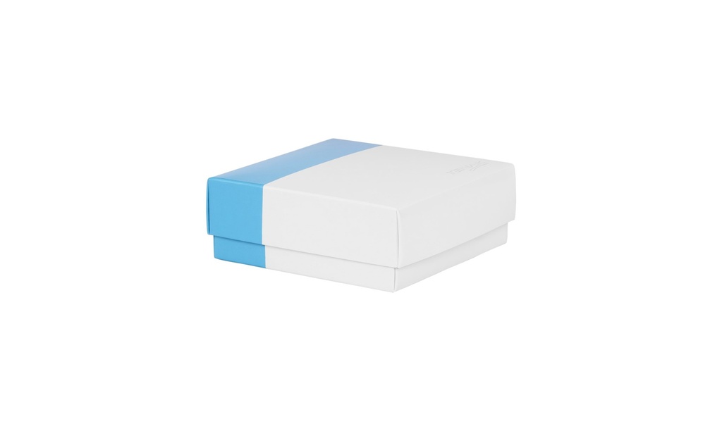 Cryobox, TENAK, 134 x 134 x 52 mm, PP coated surface, incl. 9 x 9, blue/orange