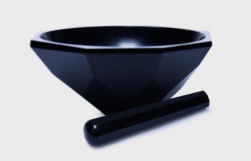 [6286807] Mortar Ø110 mm, Agate, black with pestle