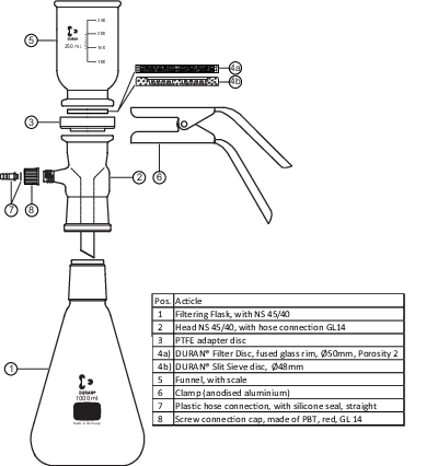 Funnel 500 ml with scale, DURAN, for filtration apparatus