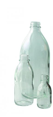 Narrow neck bottles, clear glass 30 ml, DIN 18