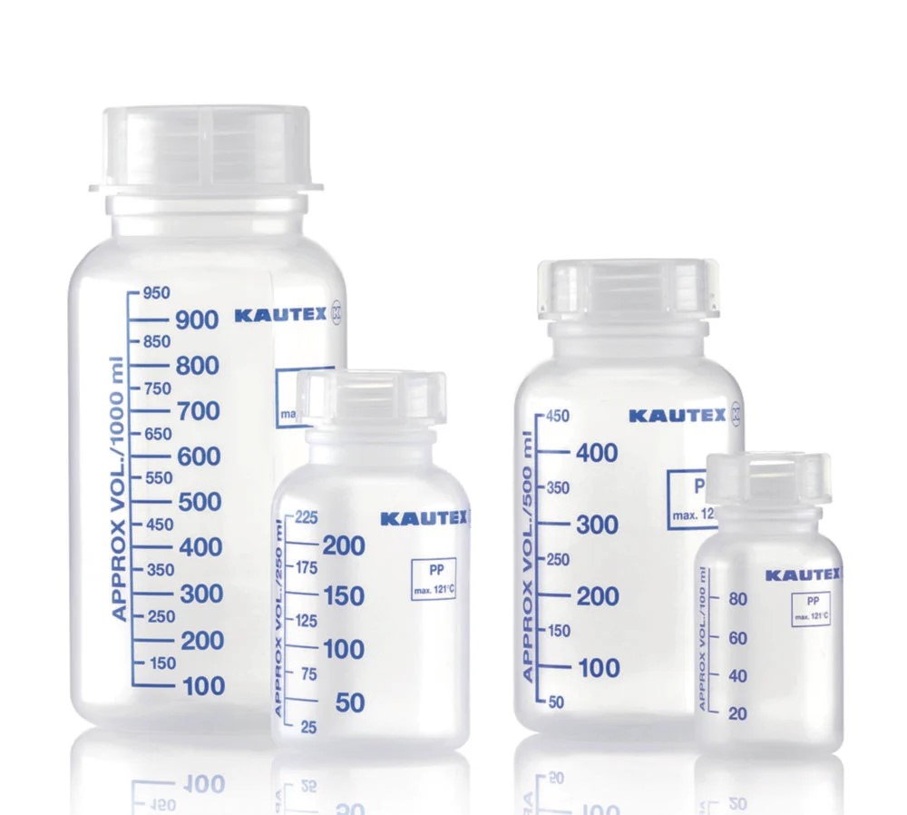 Wide mouth bottles, PP, round, graduated, 1000 ml