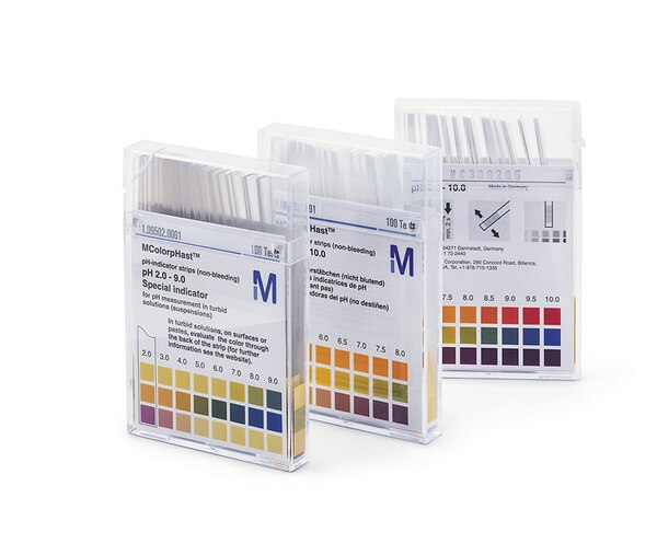 pH indicator paper, Merck MQuant, strips, pH 2 - 9, 100 pcs