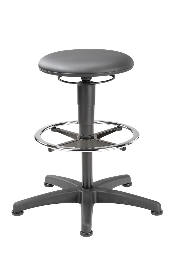 LLG-Lab chair PU foam black, foot ring, 570-850mm