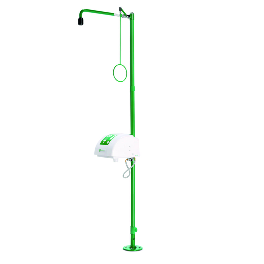 Freestanding emergency shower with face wash, bowl and lid, B-safety classicline, bottom mounting