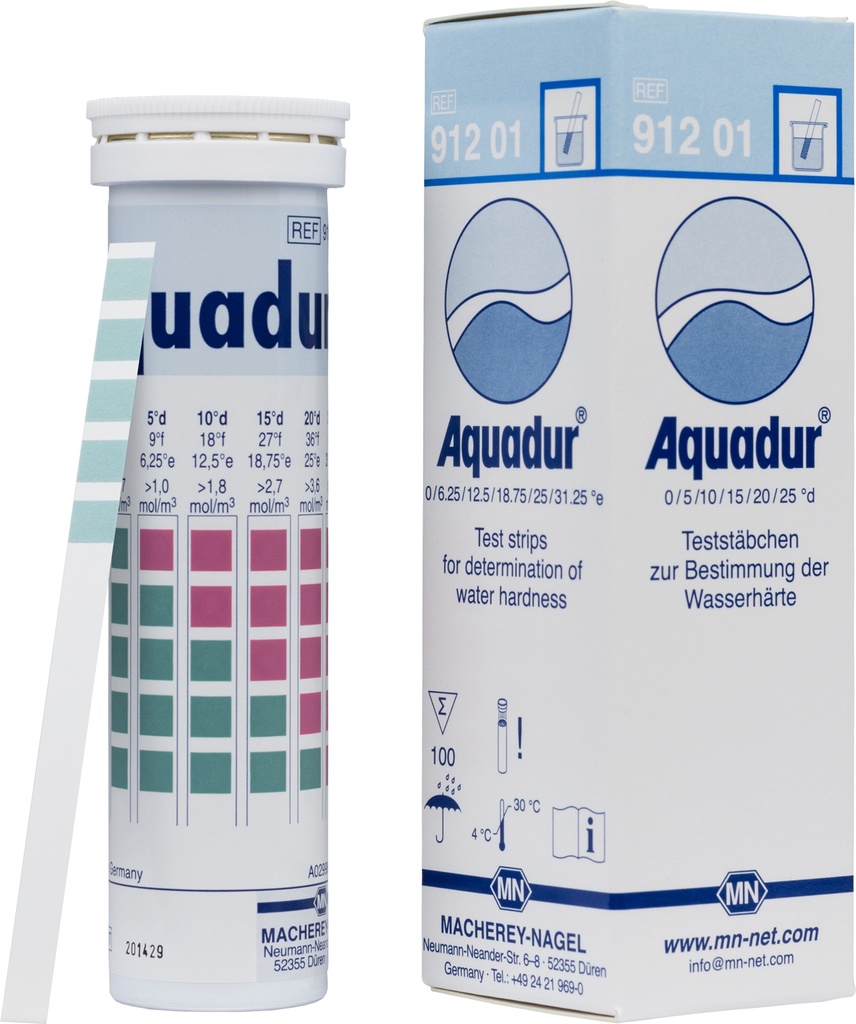 AQUADUR test strips, gradation: 0-25 °dH, 100pcs