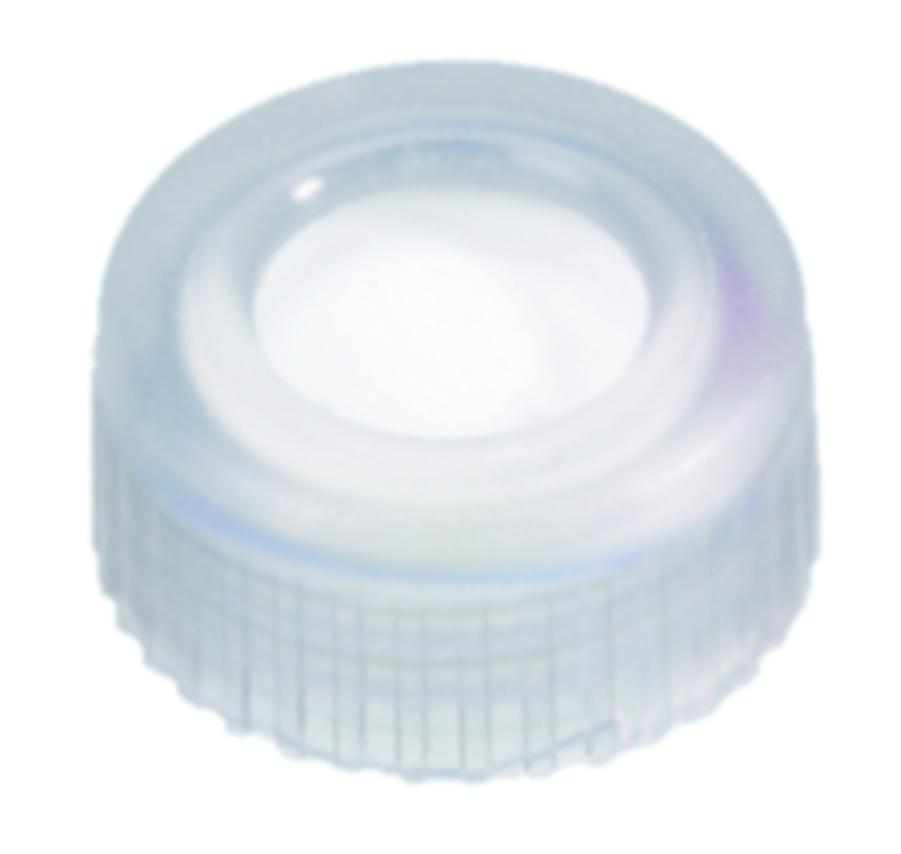 Screw cap, LLG, N 9 short thread, clear PP w. hole, silicone/PTFE 55 A