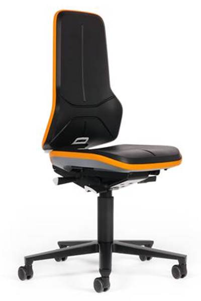 Lab chair Neon, integral foam, castor/orange