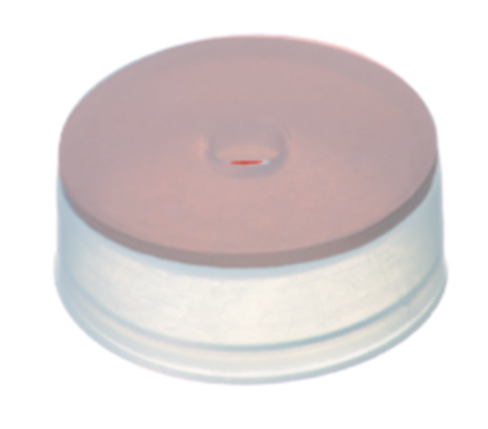 Crimp cap, LLG, N 20, PE for vials with HS top, w. hole, rubber/PTFE 60 A