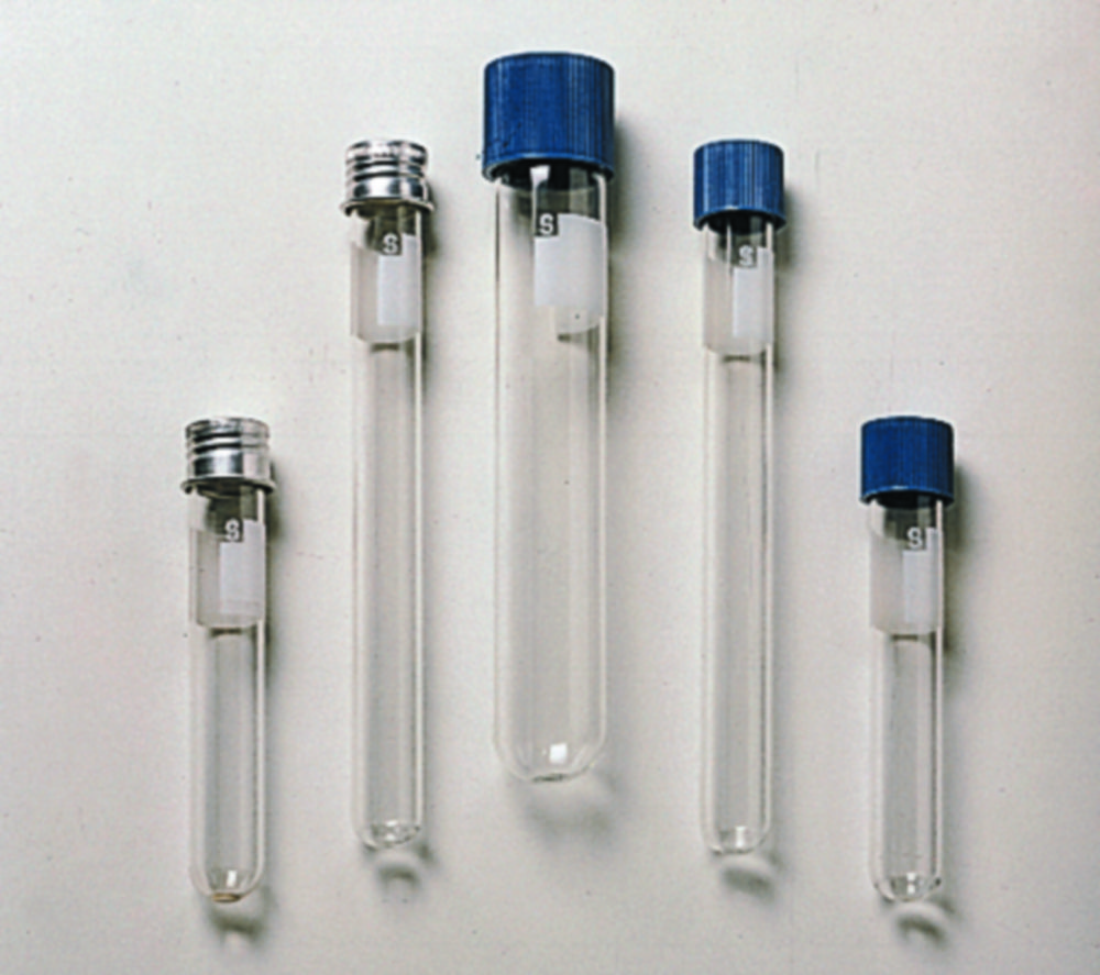 Tubes, borosilscate glass, cul ture with screw cap