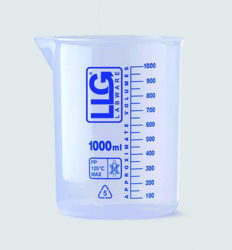LLG beaker, PP, blue scale, 1000 ml