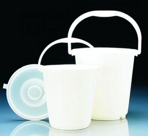[9040012] Buckets, VITLAB, PE-HD, white, with graduations and handle, 10 litre