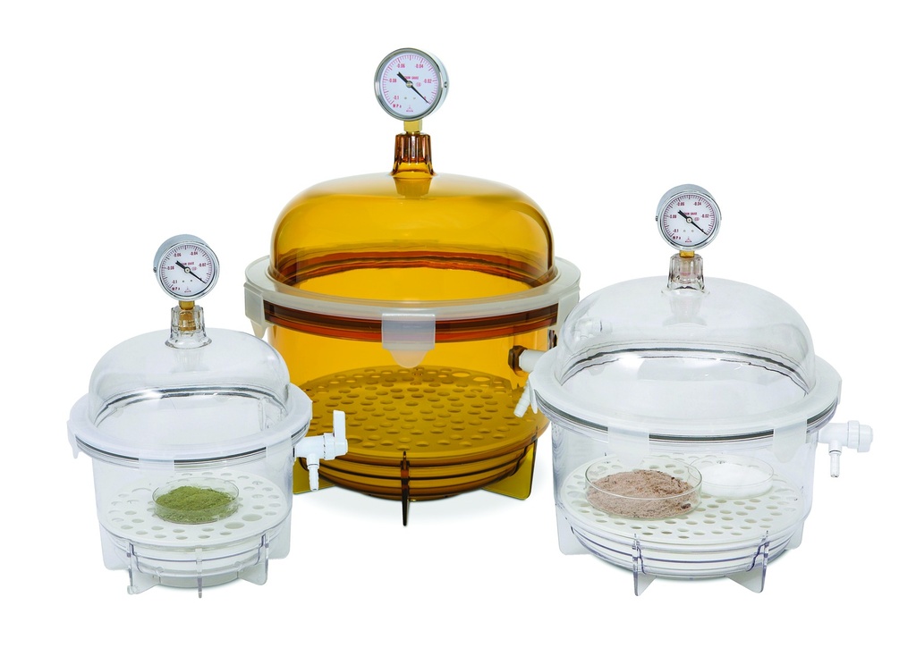 LLG-Vacuum desiccator VDR-25GU, round PC, with gau