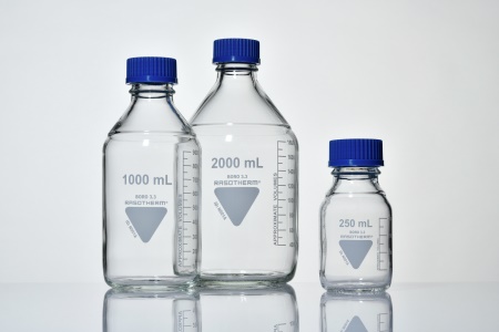 BlueCap bottle with blue GL45 lid, 500 ml, 10/pack