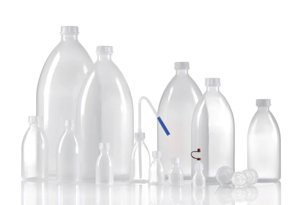 Narrow neck bottles, LDPE, tal l form, natural, wi