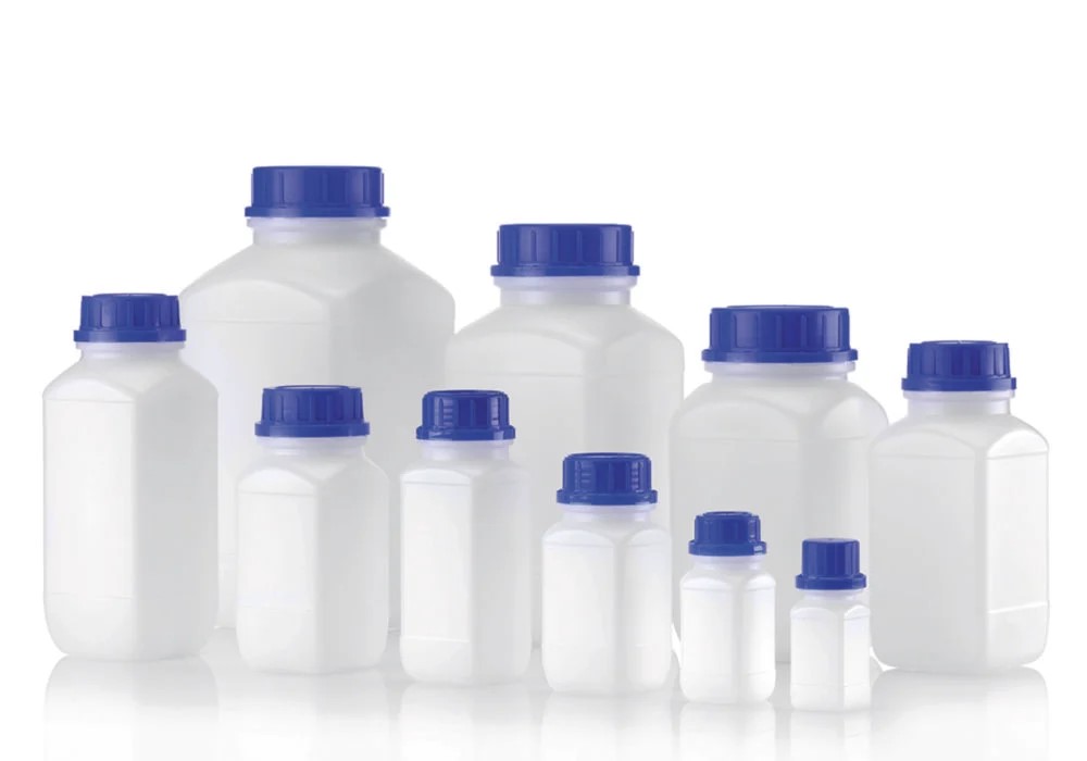 [9072885] Square shape reagent bottles, HDPE, wide neck, Ca