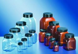 [9073060] Square, wide neck containers, clear or amber rigi