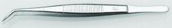 Forceps, curved end, stainless steel, Length 130