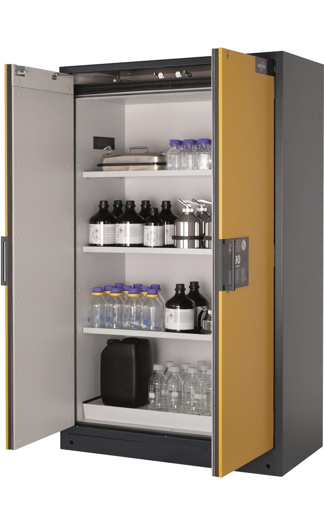 Safety Storage Cabinet, Asecos Q-CLASSIC-90, width 120 cm, 3 shelves, bottom sump